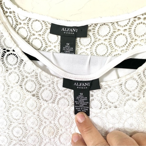 Alfani 2 piece White Lace Top with Restro Design Size 1X - Picture 6 of 10